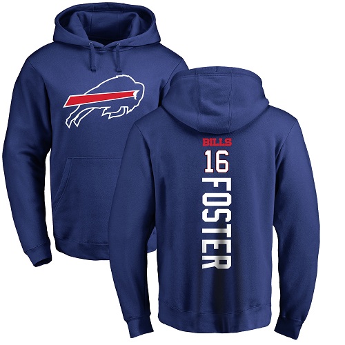 Men NFL Buffalo Bills #16 Robert Foster Royal Blue Backer Pullover Hoodie Sweatshirt